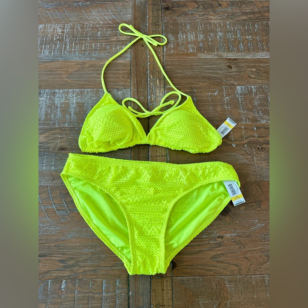 NEW Neon Yellow Bikini Set, Size Large